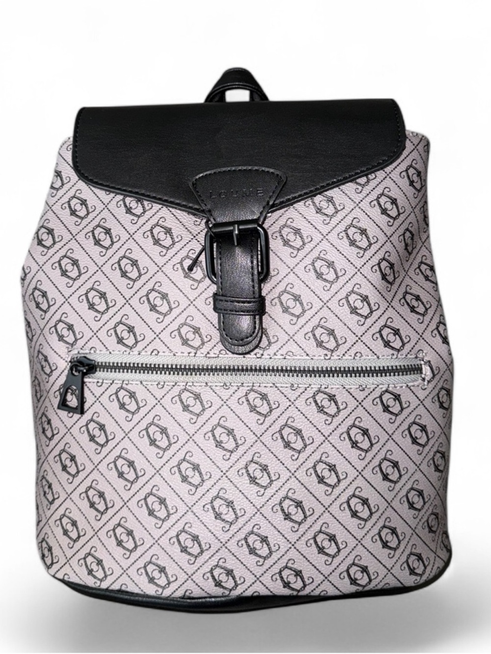 Loume Signature Vegan Leather  Black & Grey Backpack NWT